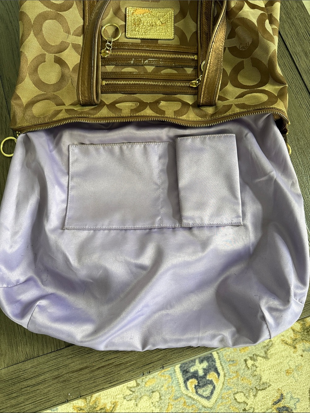 Coach Poppy Op Art Glam signature tote #13826 w/applique to cover issues - Picture 10 of 12